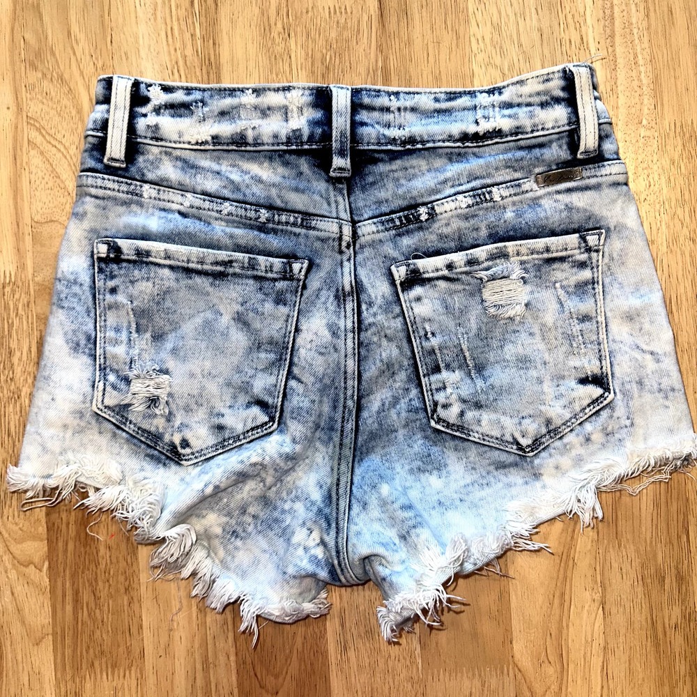 KanCan Bleached Look Distressed Medium Jean Shorts - Picture 2 of 5